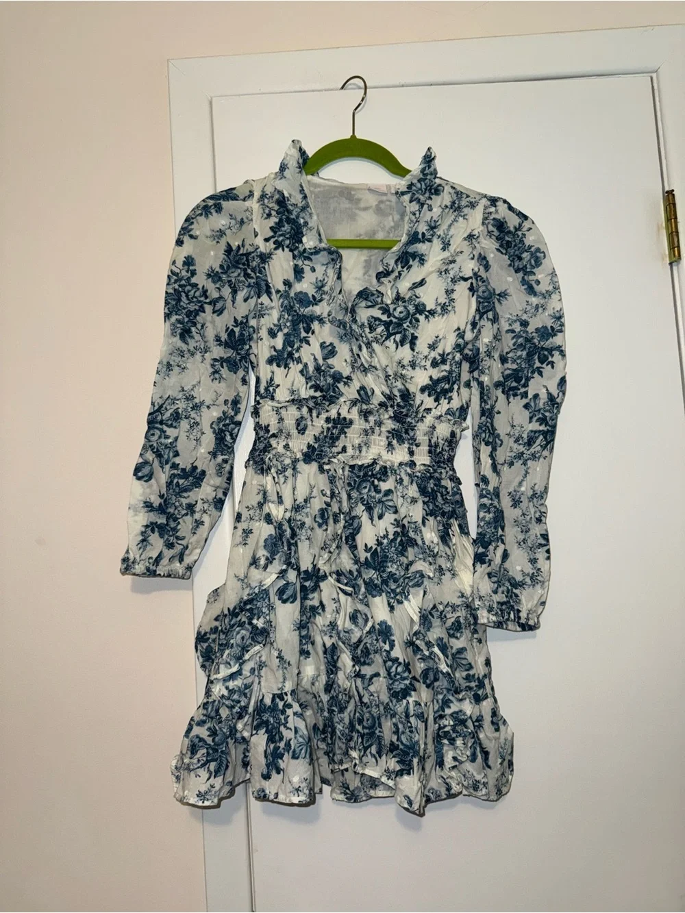 LoveShackFancy x Gap Blue Floral Ruffle Women's Dress - Picture 3 of 6